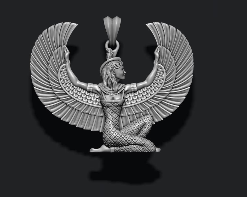 isis pendant 3d print model jewelry ancient gold jewelry religion goddess apparel egypt egyptian jewel jewellery necklace religiou object god pharaoh culture mythology pyramid wing 3D print model - Mito3D