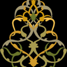 islamic geometric patterns art brown green floral leaf decor branch png 3d print model - Mito3D