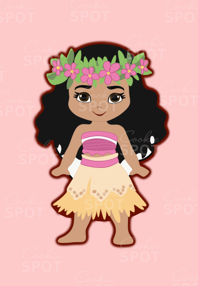 island girl cookie cutter moana floral flowers 3d print model - Mito3D