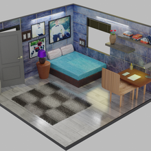 isometric 3d room architecture bedroom 3d print model - Mito3D