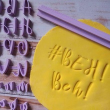 corsivo alfabeto francobollo biscotti cucina deco decorazione taglio foca lettere 3d print model - Mito3D