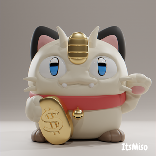 itsmiso 3d printable stl file - lucky meowth pokemon fanart cat anime figurine 3d print model - Mito3D
