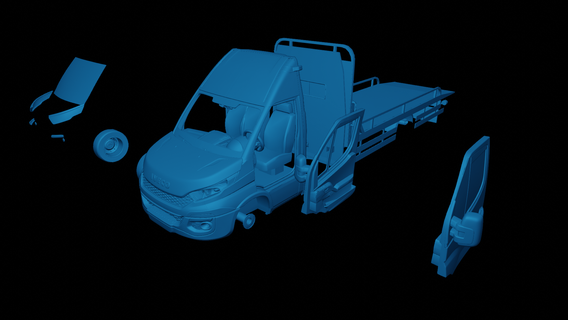 iveco daily tow truck 2013 2014 2015 2016 2017 2018 2019 commercial vehicle towing heavy-duty transportation roadside assistance recovery flatbed diesel engine 3d print model - Mito3D