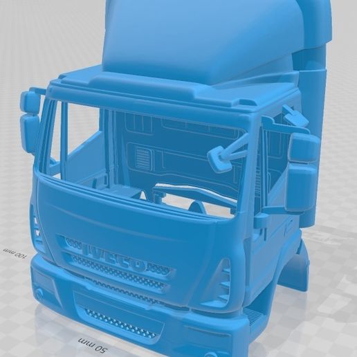 Iveco euro kargo Kutu 2013 yazdırılabilir kabin kamyon şarj etmek yuva ölçülü Tamiya rc miniz radyo kontrol hobi 1 24 28 3D print model - Mito3D