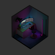 izometric neon room architecture architecurre design minimal minimalistic interior gaming game 3d print model - Mito3D