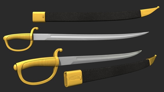 Izzy eller stil Cutlass biniş kılıç Kostüm oyunu omfd Aksesuarlar bıçak 3d Dosyalar dijital jim Kara Sakal bayrak araç ölüm 3d print model - Mito3D