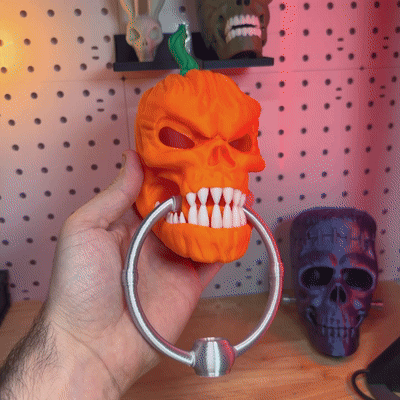 jack o' door knocker ev cadılar bayramı kapı tokmağı kabak korku jackolantern kriko 3d print model - Mito3D