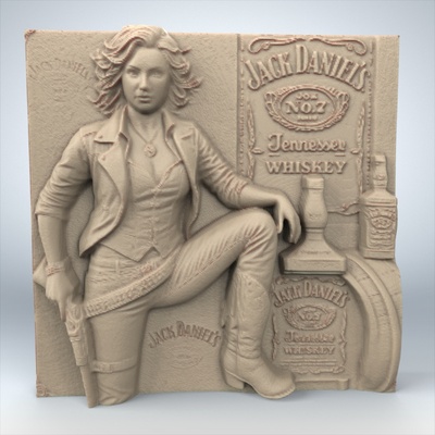 jack daniel's thème bas relief 3d modèle stl art cnc routeur soulagement impression buste mur dekor ventilateur sculptures bustes daniel daniels 3d print model - Mito3D