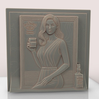 jack daniels frau bas relief zahlen stl file 2 kunst 3d modell cnc router linderung drucken büste mauer dekor ventilator skulpturen büsten niedlich drucken 3d print model - Mito3D