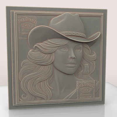 jack daniels femme bas relief figures stl fichier art 3d modèle cnc routeur soulagement impression buste mur dekor ventilateur sculptures bustes mignonne 3d print model - Mito3D