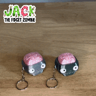 jack agiter zombi Halloween cerveaux cerveau porte clés 3d print model - Mito3D