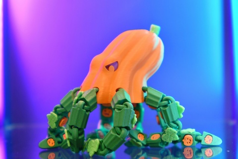 jack lantern octopus halloween puss articulated game fun party gift halloweenxcults pumpkin mf3 multicolor bambu labs 3d print model - Mito3D