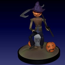 Jack o' lanterna Halloween arte giocattolo figura poli zucca terrore fantasia calabaza calavera tombe 3d print model - Mito3D