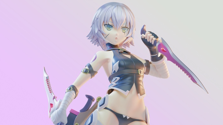 jack aufreißer schicksal serie 3d drucken zahl kunst anime figur fantasie fgo großartig auftrag attentäter karikatur weiblich base vorausgesetzt harz fdm mädchen sammlerstück waffe messer tasche 3d print model - Mito3D