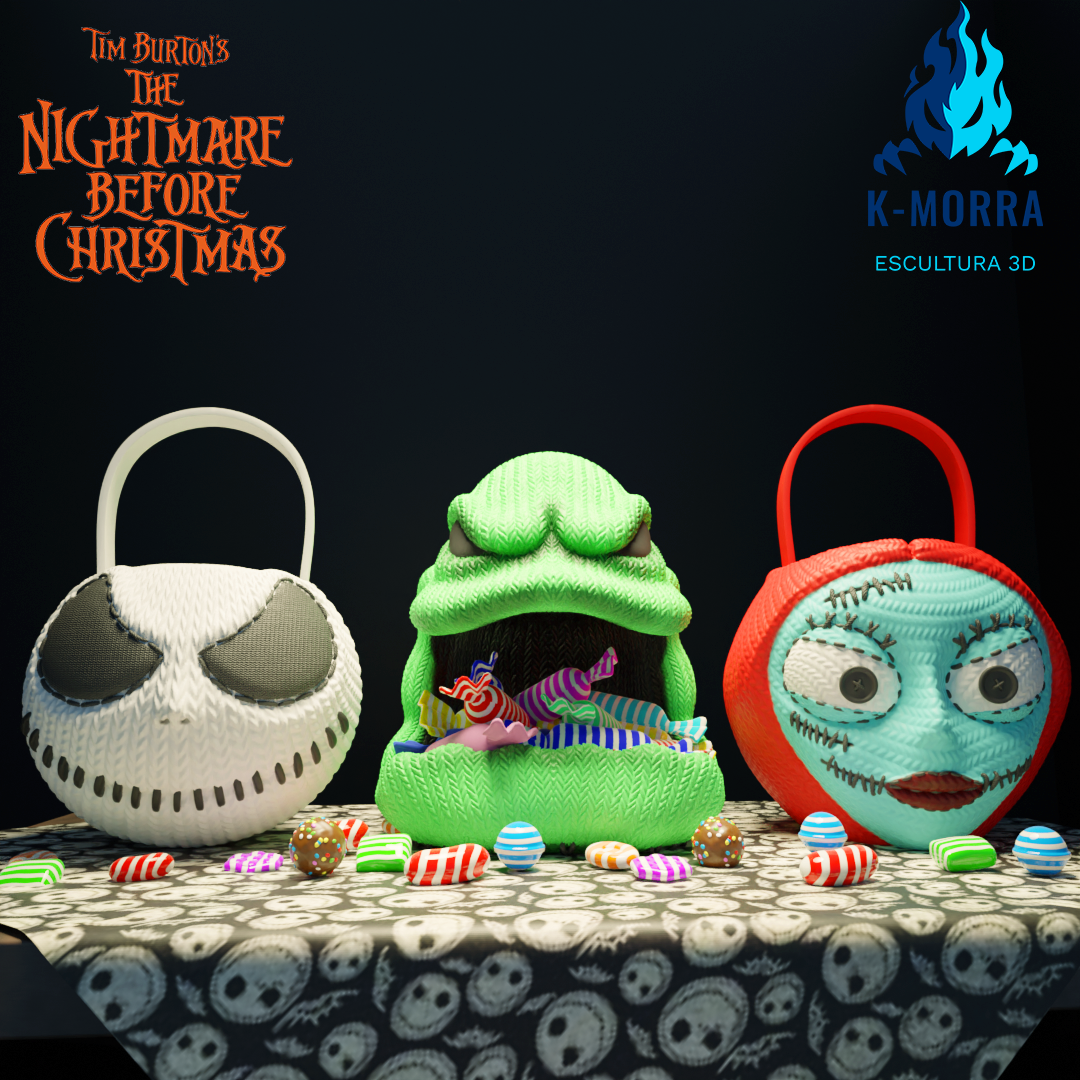 Jack Skelington caramelo Víspera Santos salida oogie carretón Cubeta Navidad 3D print model - Mito3D