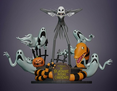 jack skellington - nightmare christmas Art halloween disney oogie sally ghost terror figure pumpkin toy 3d print model - Mito3D