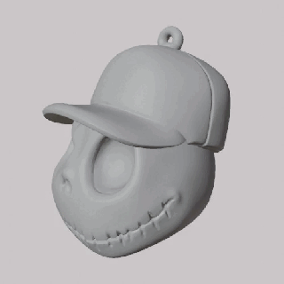jack skellington baseball cap head key ring - pendant - earring  3d print model - Mito3D
