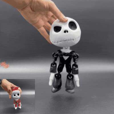 kriko skellington esnek şirin cadılar bayramı oyuncak poli sanat anahtar iskelet kabak matmiremakes matmir 3d print model - Mito3D