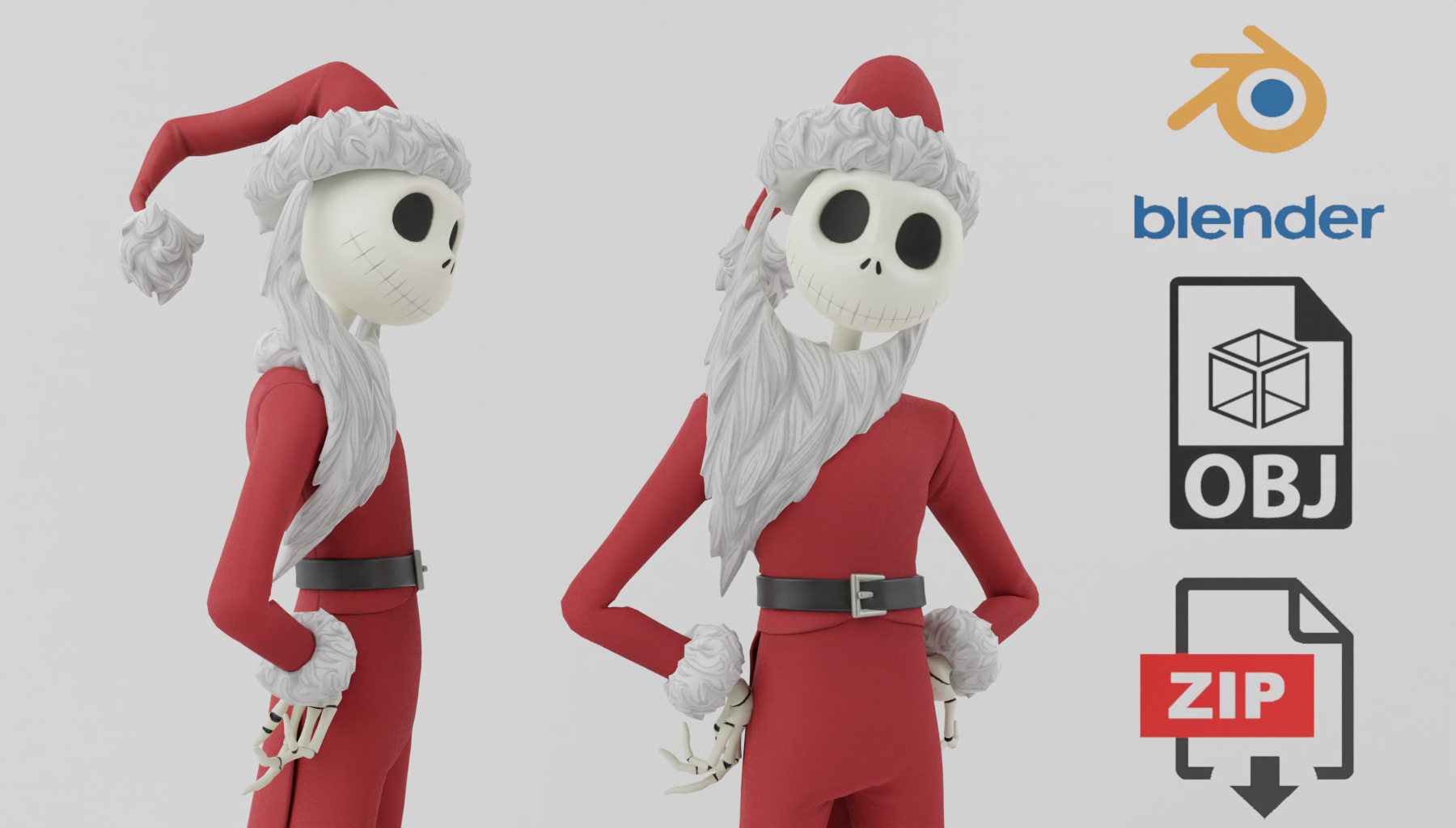 jack skellington santa claus lowpoly manipulierten nightmarebeforechristmas halloween tim burton disney thenightmarebeforechristmas ausfall jackandsally oogieboogie halloweenstadt null gruslig pumpkinking disneyland kürbis kunst 3D print model - Mito3D