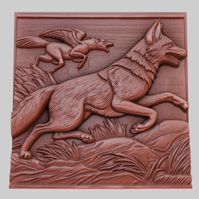 jackal chases prey 3d printer model animal obj stl art 3dmodel sculpture wildlife mammal bird reptile predator herbivore seacreature nature printable art relief yeggi mito3d 3d print model - Mito3D