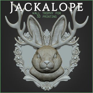 Jackalope animal cabeza pared trofeo montar conejito Conejo mitológico cuadro hogar casa decoración mascota naturaleza criatura 3d print model - Mito3D