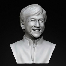 jackie chan art de l'acteur film médaille bronze marbre visage la statue sculpture jackiechan ressemblance tête le buste 3d print model - Mito3D