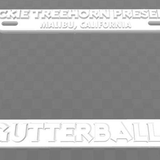 jackie treehorn presents - gutterballs license plate frame big lebowski art signs logos 3D print model - Mito3D