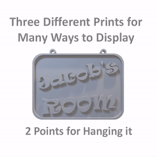 jacob's room sign - includes desk stand wall hanging points door mounting filled crafting resin jacob plaque plack mount 3D print model - Mito3D