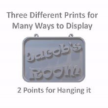 jacob's room sign - includes desk stand wall hanging points door mounting filled crafting resin jacob plaque plack mount 3d print model - Mito3D