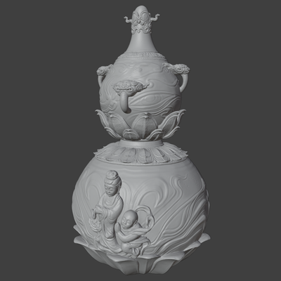 jade guanyin kürbis schwarz mythos wukong kunst stütze china sonne reise westen heilen 3d print model - Mito3D