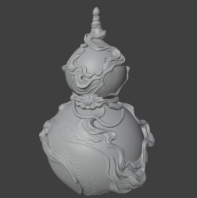 jade lotus kürbis schwarz mythos wukong kunst stütze china sonne reise westen heilen 3d print model - Mito3D