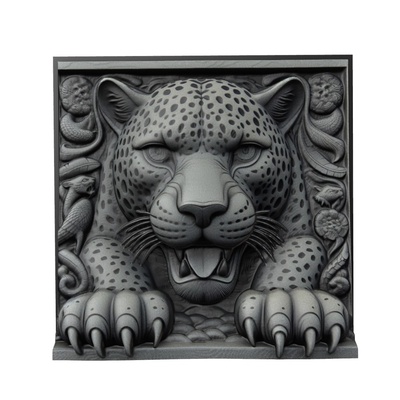 jaguar hayvan rahatlama sanat hayvanlar yeggi mito3d büst google kolye madalyon animal relief wall art duvar 3d print model - Mito3D