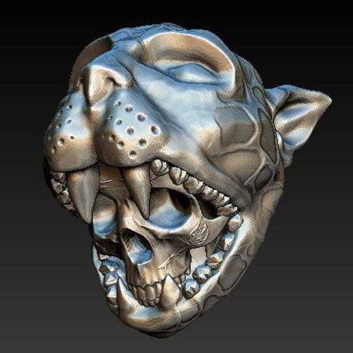 jaguar warrior skull art 3D print model - Mito3D