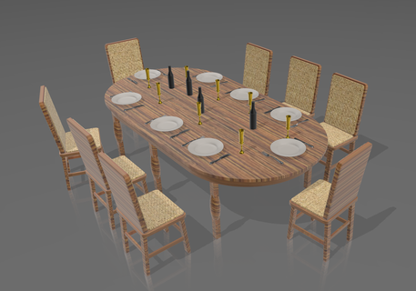 jaine's dining room dollhouse scene accessories furniture table chairs 3d print model - Mito3D