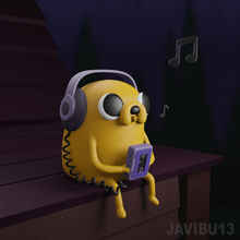 jake dog chilling - adventure time art chill music cd cassette tape walkman yellow relax 3d print model - Mito3D