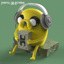 jake escuchando musica listening music 3d print model - Mito3D