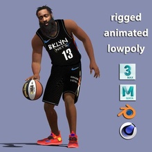 james harden nba game basketball player rig animated people person human man male character brooklyn nets 3d print model - Mito3D