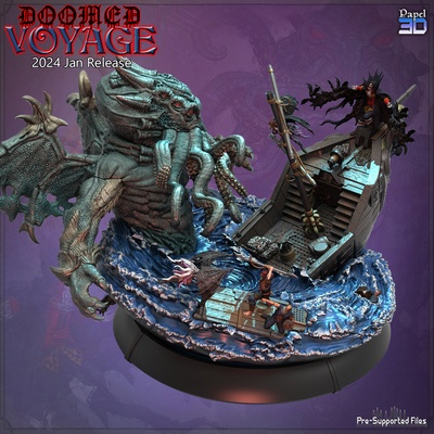 jan 2024 released doomed voyage fantasy miniatures rpg tabletop d&d diorama stl terrain creatures vampire dracula lovecraft cthulhu crew 3d print model - Mito3D
