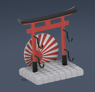 japan stand katana support saber sabre sword sun storage rack 3d print model - Mito3D