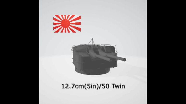 japonés 12 7cm 5in 50 gemelo 3rd año montar c pistola juego aa guerra batalla embarcacion agua avión acorazado ww2 misil 3d print model - Mito3D