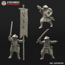 japanese ashigaru command group game miniatures wargaming historical tabletop 3d print model - Mito3D