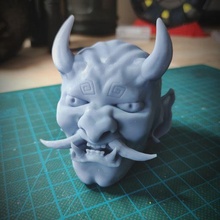 japanese daemon skull art bright good 3d print model - Mito3D