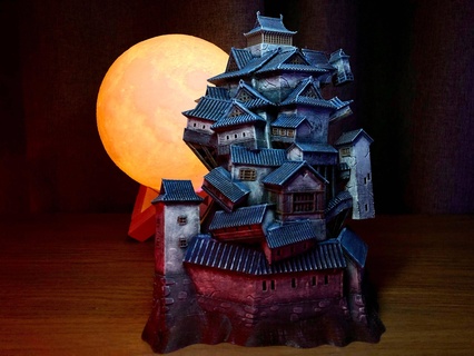 Japonca iblis kale hyakki mimari cadılar bayramı miniworld3d mini dünya Asya samuray 3d print model - Mito3D