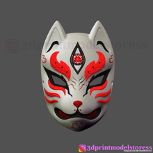 japanese fox mask demon kitsune cosplay tool japan 3d face helmet halloween print model costume 3d print model - Mito3D