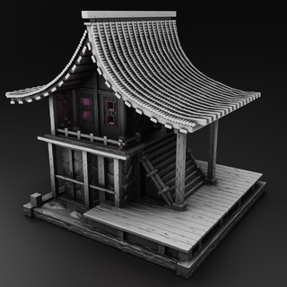 Japonais maison stylisé Japon architecture traditionnel Zen temple bois sukiya style tatami chambre stl minimaliste conception 3d print model - Mito3D