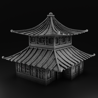 giapponese Casa stilizzato Giappone architettura tradizionale zen tempio legno sukiya stile tatami camera stl minimalista design 3d print model - Mito3D