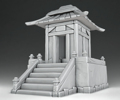 japanisch Haus stilisiert Japan Architektur traditionell Zen Tempel hölzern Sukiya Stil Tatami Zimmer stl minimalistisch Design 3d print model - Mito3D