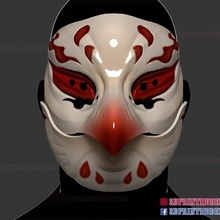 Japonca Kitsune kuş maske oyun tilki hayalet Tsushima samuray ninja iblis 3d print model - Mito3D