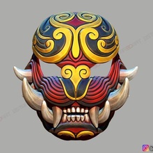 japanese lion mask - devil hannya halloween cosplay stl japan oni samurai noh fox 3d print 3d print model - Mito3D