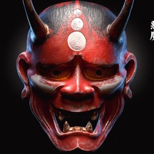 japonés mask 3d art el yokai la máscara de juguete chimerique animal demonio 3d print model - Mito3D